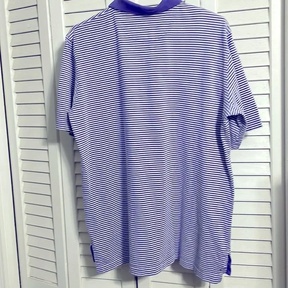 Kassatly Palm Beach Mens Polo Shirt. Purple Stripe. Medium. - Picture 2 of 3